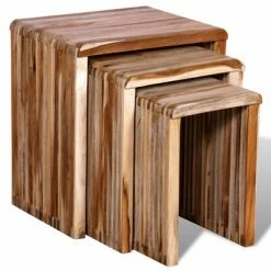 VidaXL Table gigogne 3 pcs Teck recyclé 10 VidaXL Table gigogne 3 pcs Teck recyclé -Tables d'appoint Soldes image 5 241716