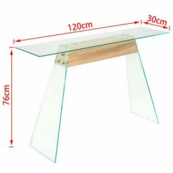 VidaXL Table Console MDF et verre 120 x 30 x 76 cm Couleur de chêne -Tables d'appoint Soldes image 5 245638