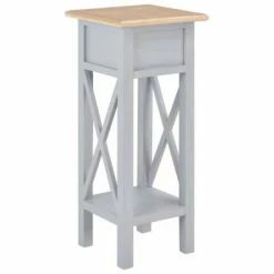 280058 vidaXL Side Table Grey 27x27x65,5 cm Wood -Tables d'appoint Soldes image 5 280058