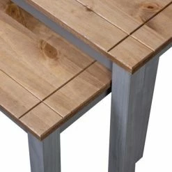 VidaXL Tables gigognes 2pcs Gris Bois de pin massif Assortiment Panama -Tables d'appoint Soldes image 5 282677