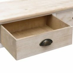 VidaXL Table console Blanc et naturel 90 x 30 x 77 cm Bois -Tables d'appoint Soldes image 5 284150