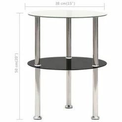 VidaXL Table d'appoint 2 niveaux Transparent et noir 38cm Verre trempé -Tables d'appoint Soldes image 5 322788
