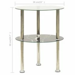 VidaXL Table d'appoint 2 niveaux Transparent et noir 38cm Verre trempé -Tables d'appoint Soldes image 5 322789
