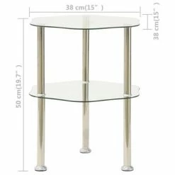 VidaXL Table d'appoint 2 niveaux Transparent 38x38x50 cm Verre trempé 10 VidaXL Table d'appoint 2 niveaux Transparent 38x38x50 cm Verre trempé -Tables d'appoint Soldes image 5 322790