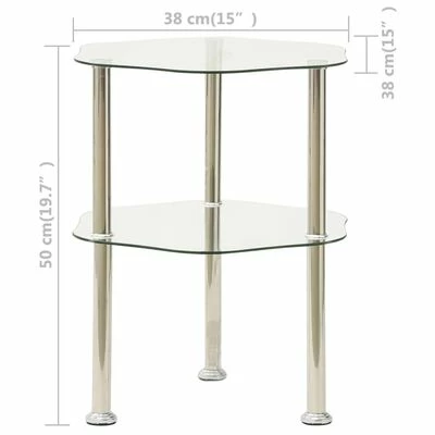 VidaXL Table d'appoint 2 niveaux Transparent 38x38x50 cm Verre trempé 5 VidaXL Table d'appoint 2 niveaux Transparent 38x38x50 cm Verre trempé – Image 5