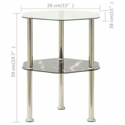 VidaXL Table 2 niveaux Transparent et noir 38x38x50 cm Verre trempé -Tables d'appoint Soldes image 5 322792