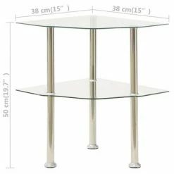 VidaXL Table d'appoint 2 niveaux Transparent 38x38x50 cm Verre trempé -Tables d'appoint Soldes image 5 322793