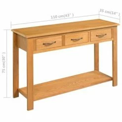 VidaXL Table console 110x35x75 cm Bois de chêne solide -Tables d'appoint Soldes image 5 329925