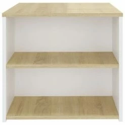 VidaXL Table d'appoint Blanc et chêne sonoma 50x50x45 cm Aggloméré -Tables d'appoint Soldes image 5 806387