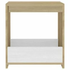 VidaXL Table d'appoint Blanc et chêne sonoma 50x26x50 cm Aggloméré -Tables d'appoint Soldes image 5 806692
