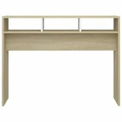 VidaXL Table console Blanc et chêne sonoma 105x30x80 cm Aggloméré -Tables d'appoint Soldes image 5 808310