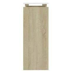 VidaXL Table console Blanc et chêne sonoma 102x30x80 cm Aggloméré -Tables d'appoint Soldes image 5 808328