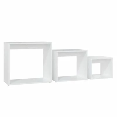 VidaXL Tables gigognes 3 pcs Blanc Aggloméré 5 VidaXL Tables gigognes 3 pcs Blanc Aggloméré – Image 5