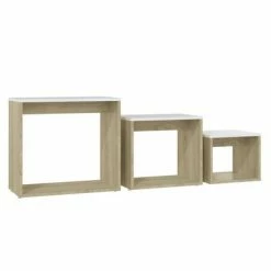 VidaXL Tables gigognes 3 pcs Blanc et chêne sonoma Aggloméré 10 VidaXL Tables gigognes 3 pcs Blanc et chêne sonoma Aggloméré -Tables d'appoint Soldes image 5 808581