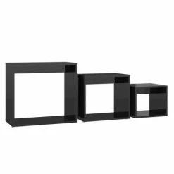 VidaXL Tables gigognes 3 pcs Noir brillant Aggloméré -Tables d'appoint Soldes image 5 808583
