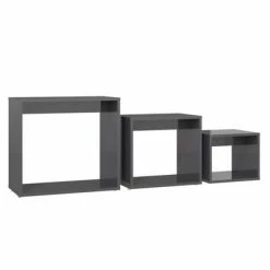 VidaXL Tables gigognes 3 pcs Gris brillant Aggloméré -Tables d'appoint Soldes image 5 808584