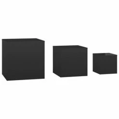 VidaXL Tables d'appoint 3 pcs Noir brillant Aggloméré -Tables d'appoint Soldes image 5 808592