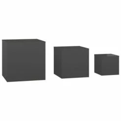 VidaXL Tables d'appoint 3 pcs Gris brillant Aggloméré 10 VidaXL Tables d'appoint 3 pcs Gris brillant Aggloméré -Tables d'appoint Soldes image 5 808593