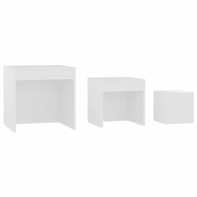 VidaXL Tables gigognes 3 pcs Blanc Aggloméré 5 VidaXL Tables gigognes 3 pcs Blanc Aggloméré – Image 5