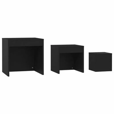 VidaXL Tables gigognes 3 pcs Noir Aggloméré 5 VidaXL Tables gigognes 3 pcs Noir Aggloméré – Image 5