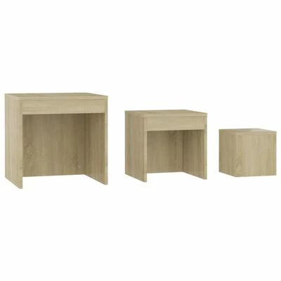 VidaXL Tables gigognes 3 pcs Chêne sonoma Aggloméré 5 VidaXL Tables gigognes 3 pcs Chêne sonoma Aggloméré – Image 5