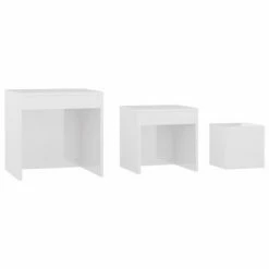VidaXL Tables gigognes 3 pcs Blanc brillant Aggloméré -Tables d'appoint Soldes image 5 808600
