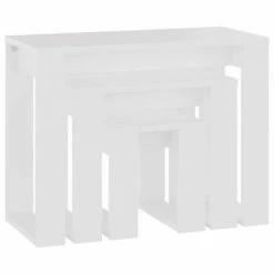 VidaXL Tables gigognes 3 pcs Blanc Bois d'ingénierie -Tables d'appoint Soldes image 5 808603