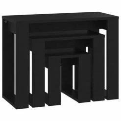 VidaXL Tables gigognes 3 pcs Noir Bois d'ingénierie -Tables d'appoint Soldes image 5 808604