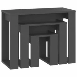 VidaXL Tables gigognes 3 pcs Gris Bois d'ingénierie -Tables d'appoint Soldes image 5 808605