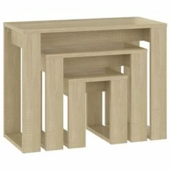 VidaXL Tables gigognes 3 pcs Chêne sonoma Bois d'ingénierie -Tables d'appoint Soldes image 5 808606