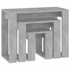 VidaXL Tables gigognes 3 pcs Gris béton Bois d'ingénierie -Tables d'appoint Soldes image 5 808607
