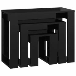 VidaXL Tables gigognes 3 pcs Noir brillant Bois d'ingénierie -Tables d'appoint Soldes image 5 808610