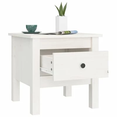 VidaXL Table d'appoint Blanc 40x40x39 cm Bois massif de pin 5 VidaXL Table d'appoint Blanc 40x40x39 cm Bois massif de pin – Image 5