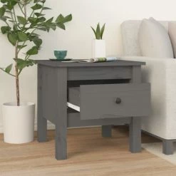 VidaXL Tables d'appoint 2 pcs Gris 40x40x39 cm Bois massif de pin 10 VidaXL Tables d'appoint 2 pcs Gris 40x40x39 cm Bois massif de pin -Tables d'appoint Soldes image 5 813789