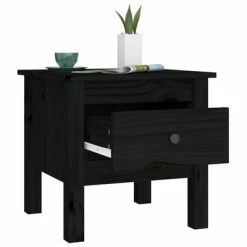 VidaXL Table d'appoint Noir 40x40x39 cm Bois massif de pin -Tables d'appoint Soldes image 5 813792