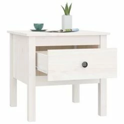 VidaXL Table d'appoint Blanc 50x50x49 cm Bois massif de pin -Tables d'appoint Soldes image 5 813796