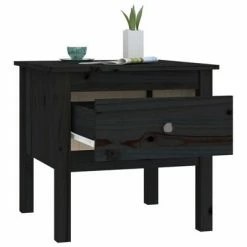 VidaXL Table d'appoint Noir 50x50x49 cm Bois massif de pin -Tables d'appoint Soldes image 5 813802