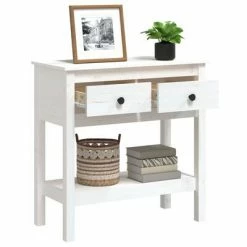 VidaXL Table console Blanc 75x35x75 cm Bois massif de pin -Tables d'appoint Soldes image 5 814620
