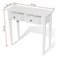 VidaXL Table de console et coiffeuse avec 2 tiroirs Blanc 11 VidaXL Table de console et coiffeuse avec 2 tiroirs Blanc -Tables d'appoint Soldes image 6 241145