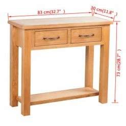 VidaXL Table console avec 2 tiroirs 83x30x73 cm Bois de chêne massif -Tables d'appoint Soldes image 6 241675