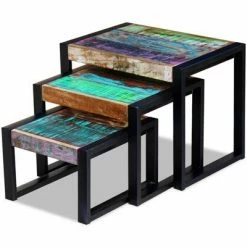 VidaXL Tables gigognes 3 pcs Bois de récupération massif -Tables d'appoint Soldes image 6 243279