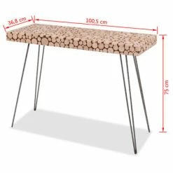 VidaXL Table console Bois de sapin véritable 100,5 x 36,8 x 75 cm -Tables d'appoint Soldes image 6 244726