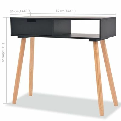 VidaXL Table console Bois de pin massif 80 x 30 x 72 cm Noir 6 VidaXL Table console Bois de pin massif 80 x 30 x 72 cm Noir – Image 6
