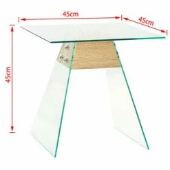 VidaXL Table d'appoint MDF et verre 45 x 45 x 45 cm Couleur de chêne -Tables d'appoint Soldes image 6 245636