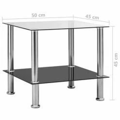 VidaXL Table d'appoint Transparent 45x50x45 cm Verre trempé -Tables d'appoint Soldes image 6 249529
