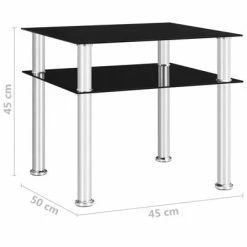 VidaXL Table d'appoint Noir 45x50x45 cm Verre trempé -Tables d'appoint Soldes image 6 249530