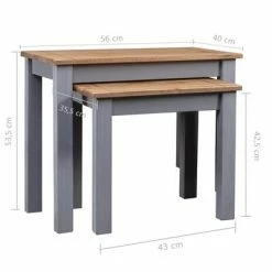 VidaXL Tables gigognes 2pcs Gris Bois de pin massif Assortiment Panama -Tables d'appoint Soldes image 6 282677