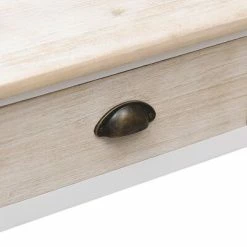 VidaXL Table console Blanc et naturel 90 x 30 x 77 cm Bois -Tables d'appoint Soldes image 6 284150