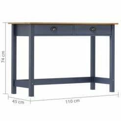 VidaXL Table console avec 2 tiroirs Gris 110x45x74 cm Pin solide -Tables d'appoint Soldes image 6 288993