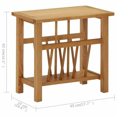 VidaXL Table à revues 45x27x42 cm Bois de chêne solide 6 VidaXL Table à revues 45x27x42 cm Bois de chêne solide – Image 6